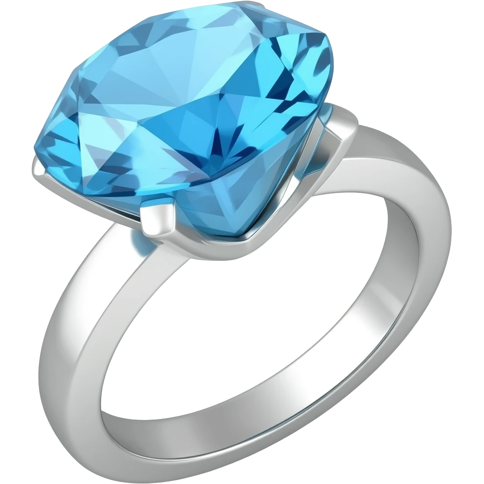 Silver large blue forma diamond ring emoji
