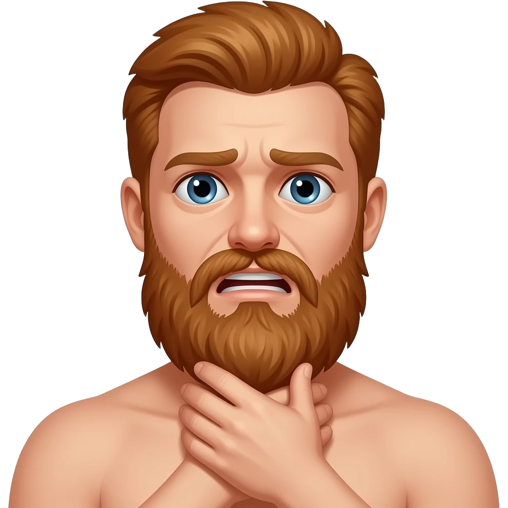 naked scared man with long red beard getting choked emoji