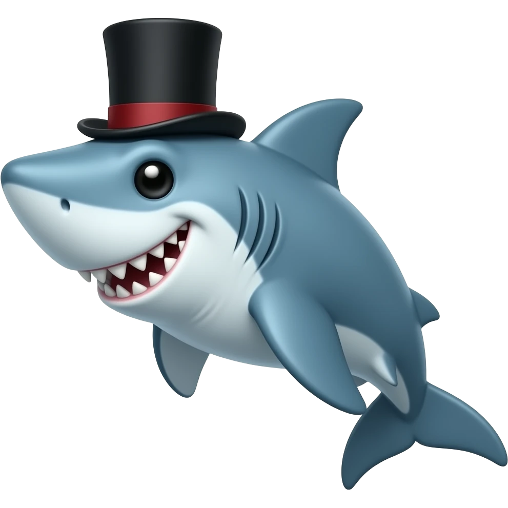 Shark with a top hat emoji