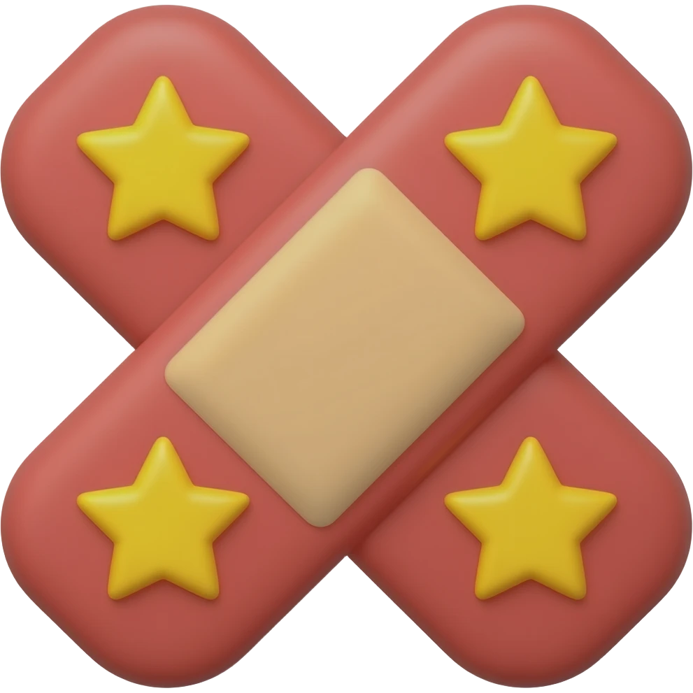 red band aid with yellow stars on it emoji
