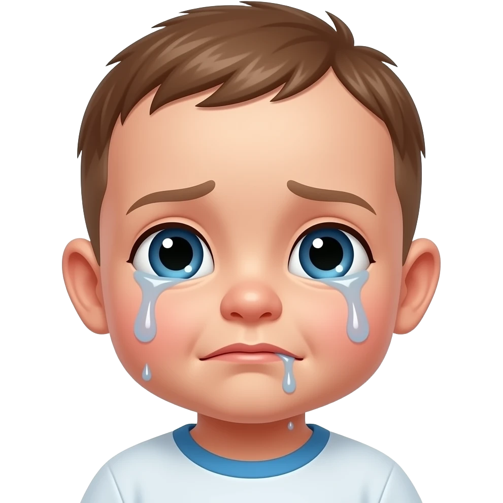 baby crying with a snot bubble dripping from their nostril emoji