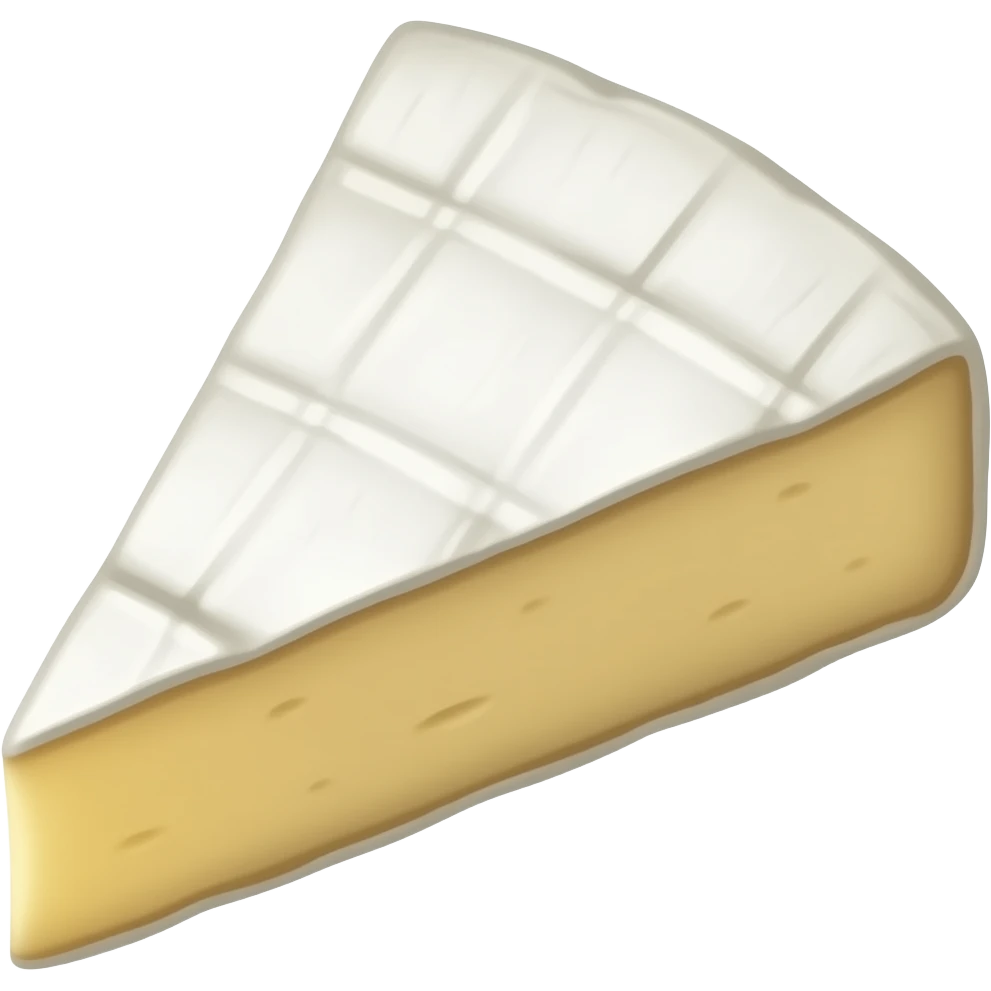 French brie cheese triangular slice (long and flat) without marks on the top emoji