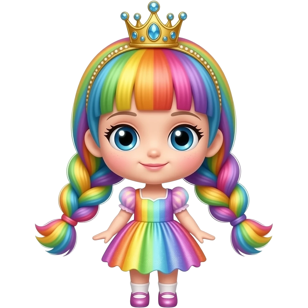 Create a super cute stuffed girl which Looks Like Rainbow Brite emoji