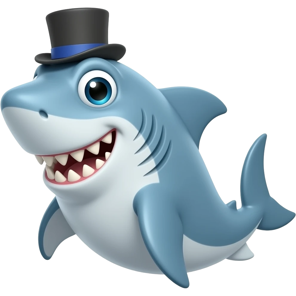 Shark with a top hat emoji