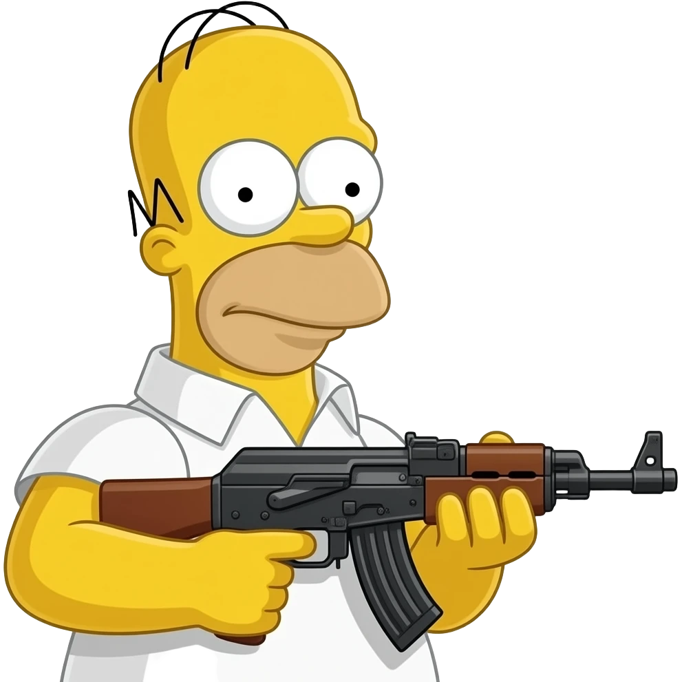 Homer Simpson, avec une mitraillette emoji