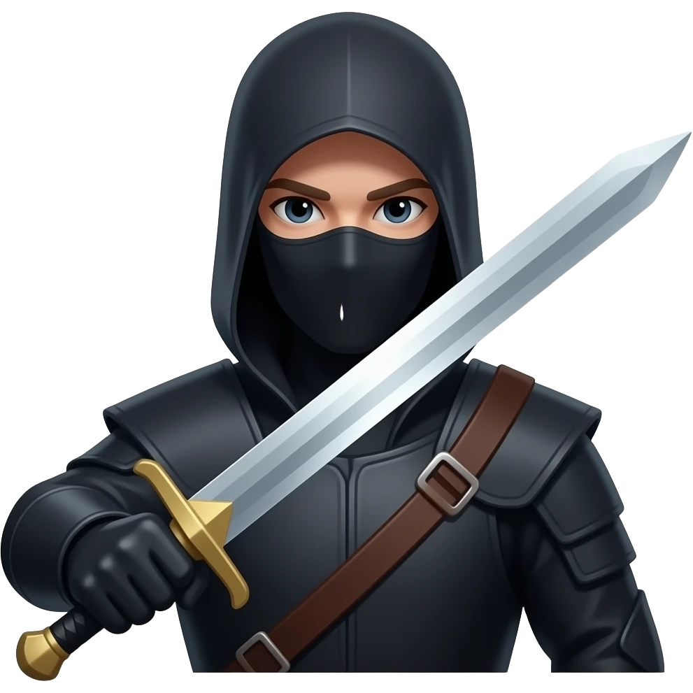 «Фигура с мечом, тёмная, светлая полоса на клинке, эмодзи» emoji