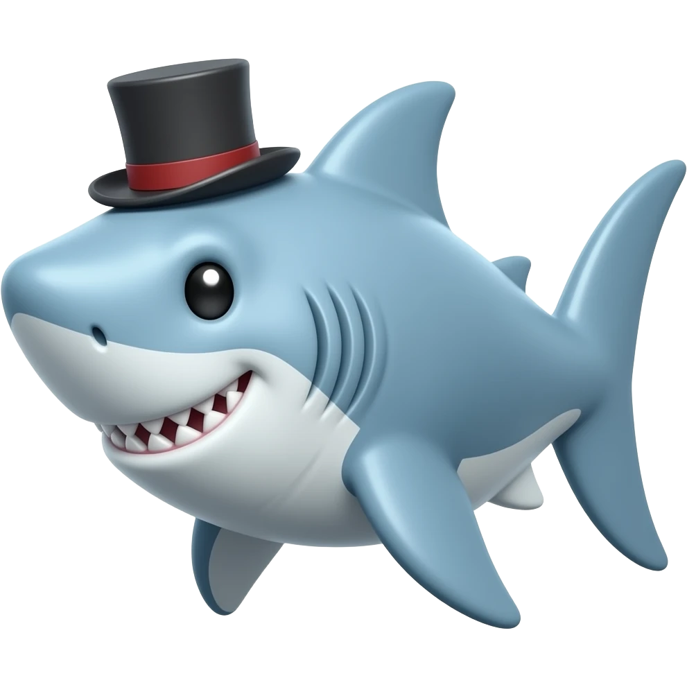 Shark with a top hat emoji