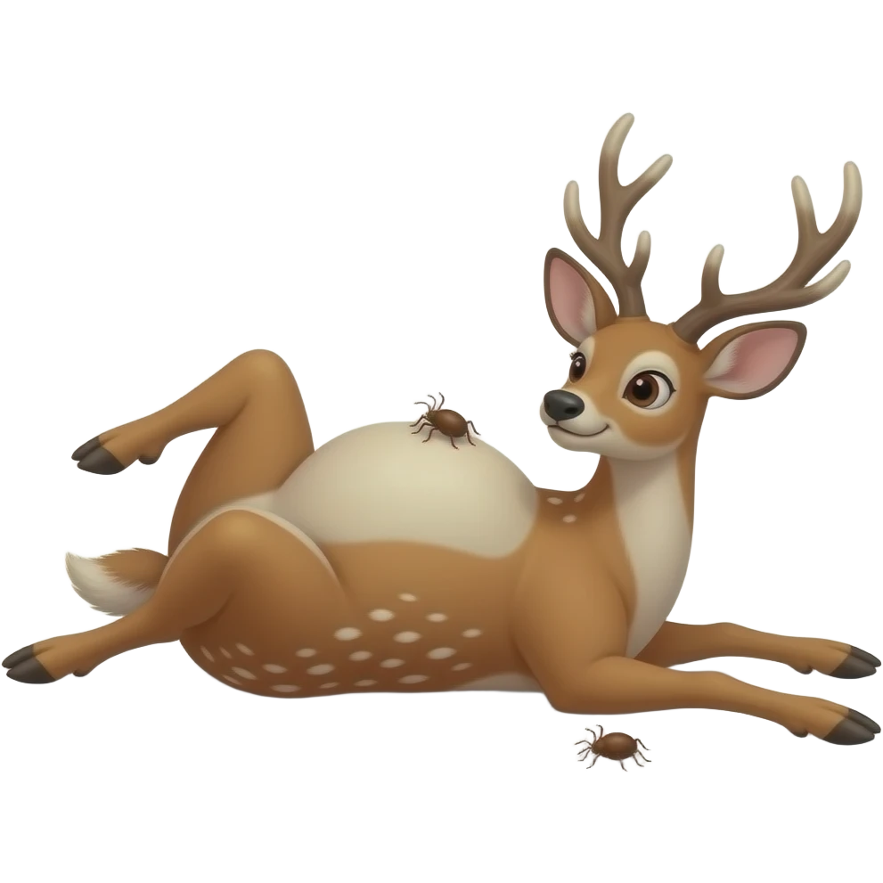 A female deer/doe is sprawling on her back unable to move,she got stuck by her own massive obese tummy,couldn’t even try defend her bellybutton from fingering tickling pokers,she is that Fat,She is too full for fun right now,that deer is going to pop. emoji