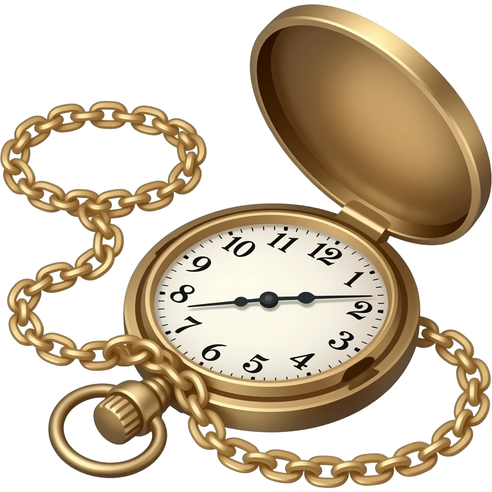 vintage pocket watch lid open elegent thin chain emoji