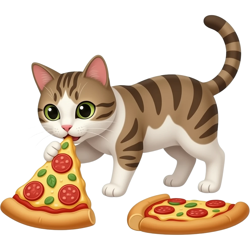 Cat eating pizza emoji