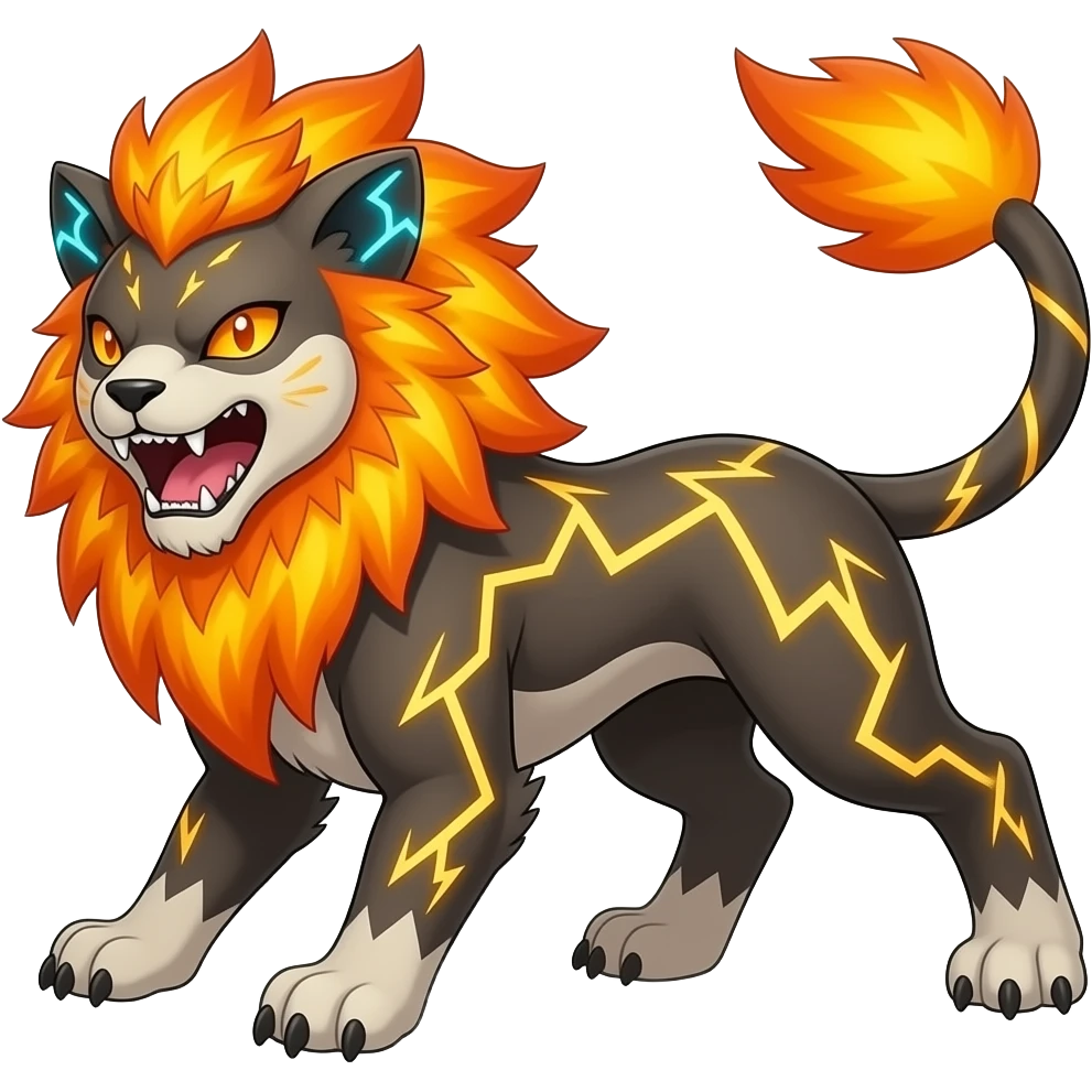 Pyroar-Furret-Shinx-Luxio-Luxray-Fakémon-animal-hybrid emoji