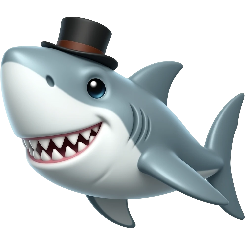 Shark with a top hat emoji
