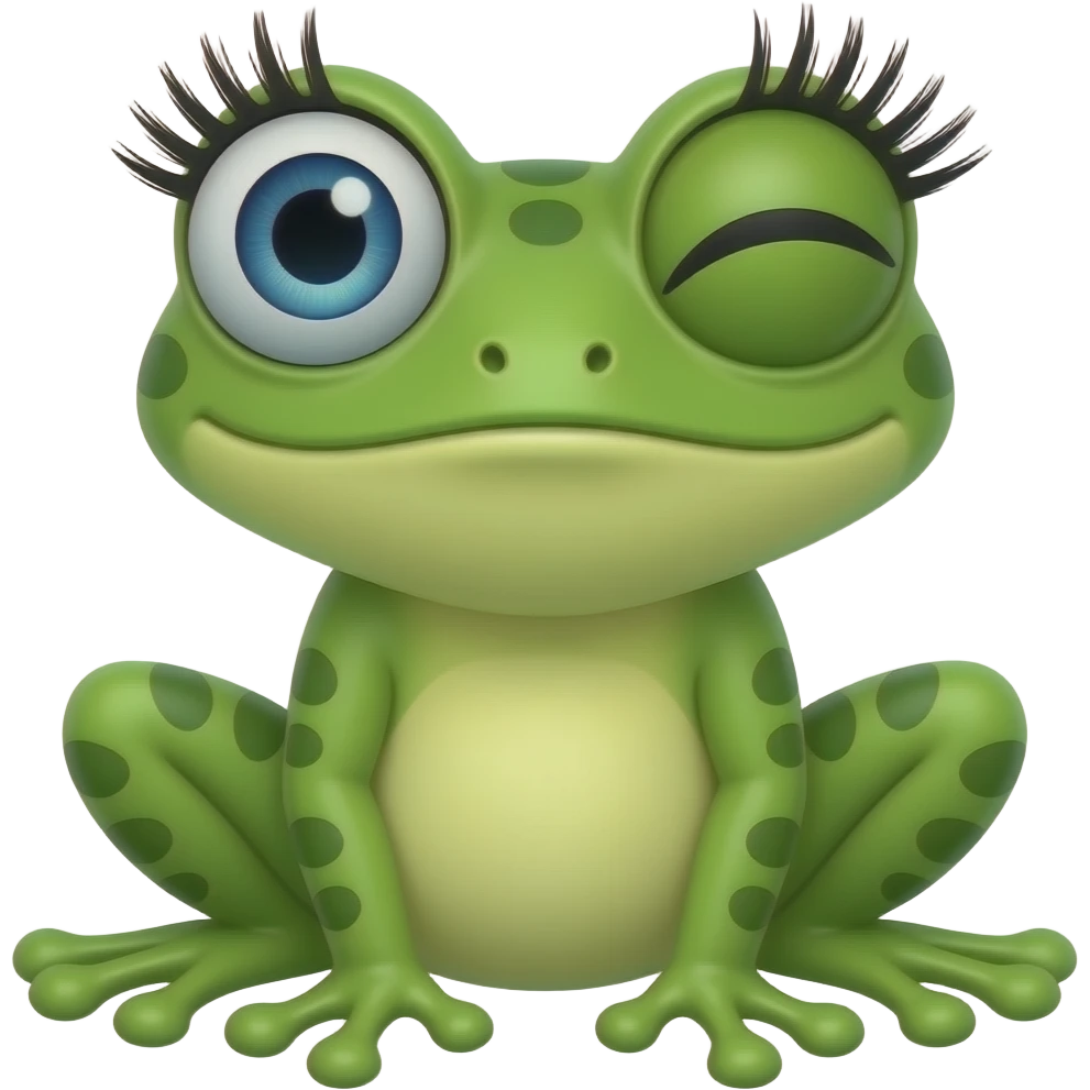 Frog with eyelashes bombastic side eye emoji