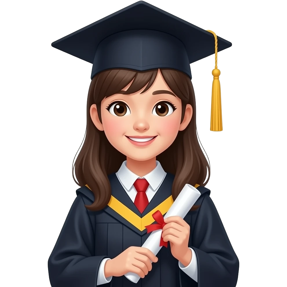 Graduating long hair asian girl emoji