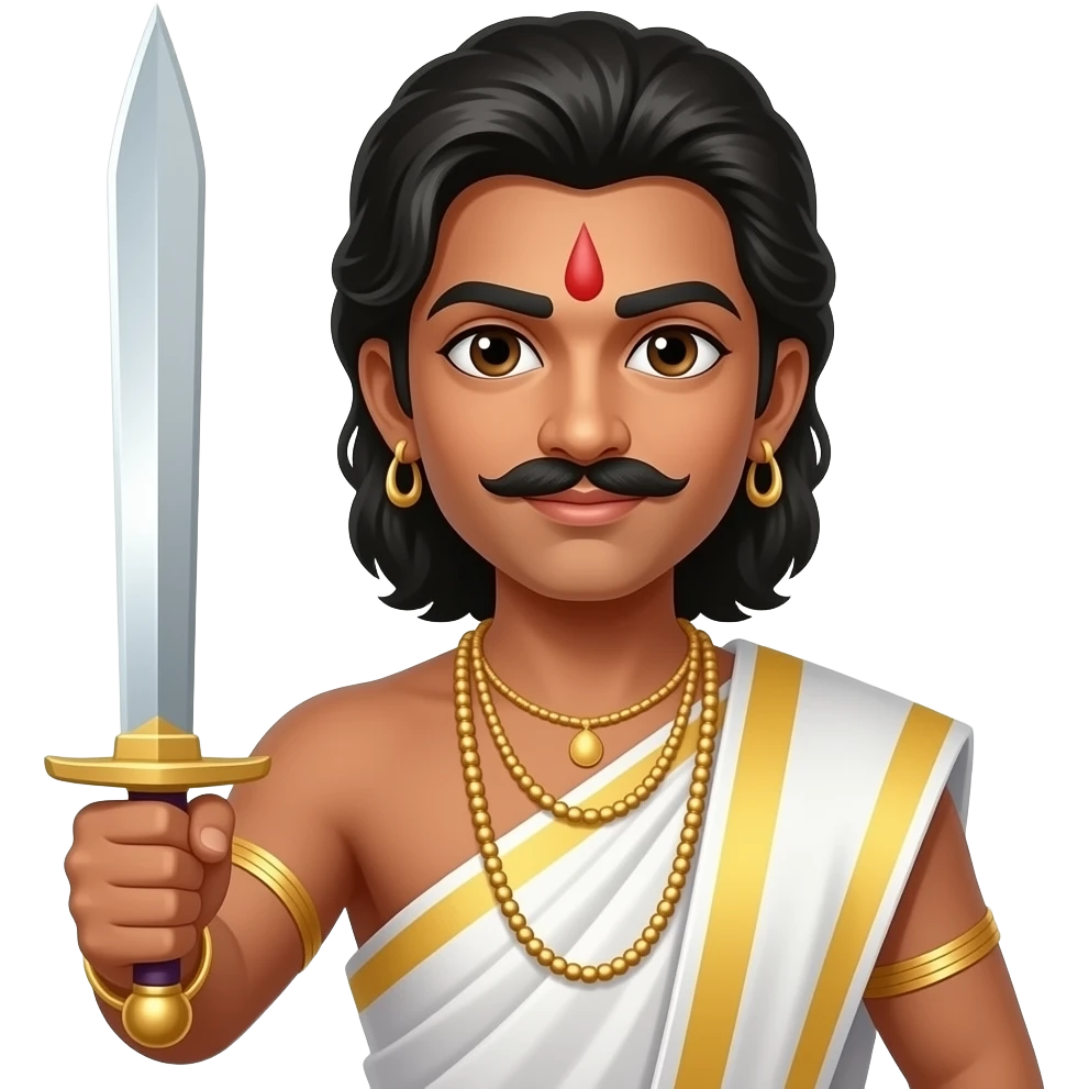 Karuppusamy emoji with a sword emoji