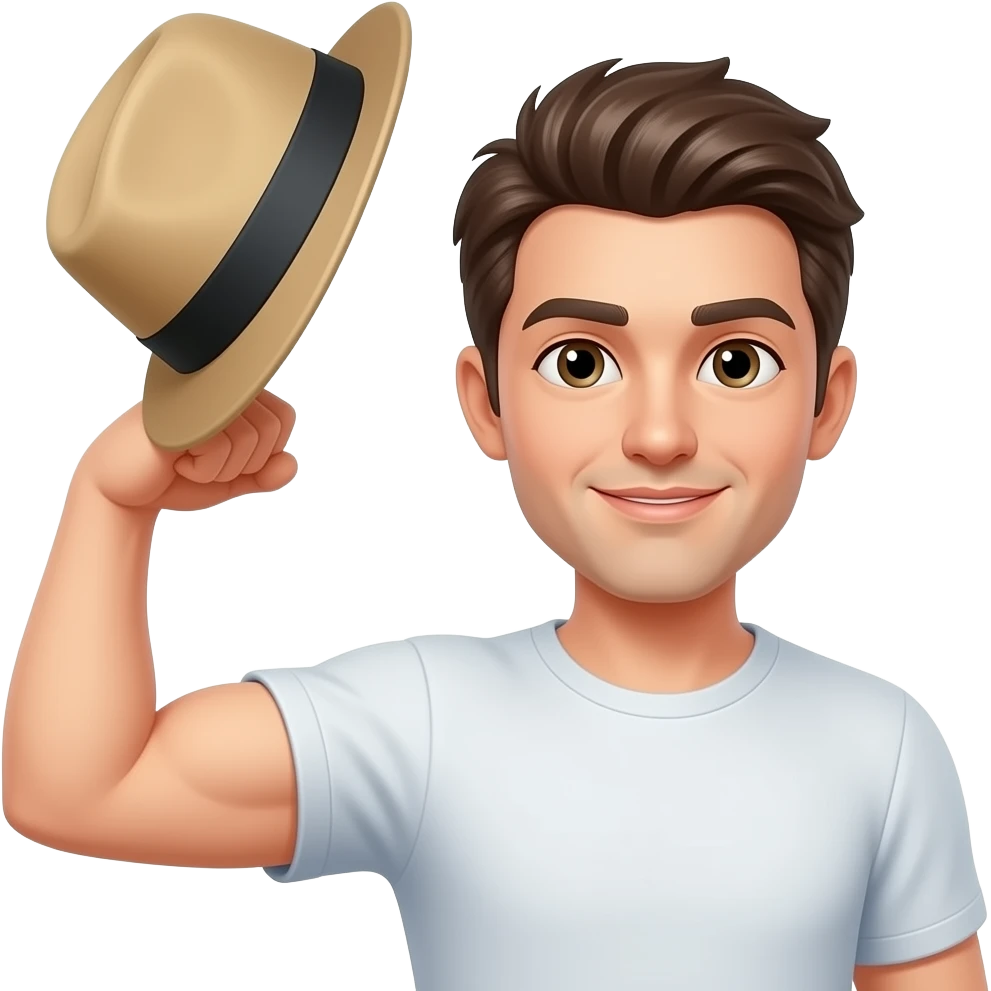 move the hat from the hand to the flexing muscle emoji
