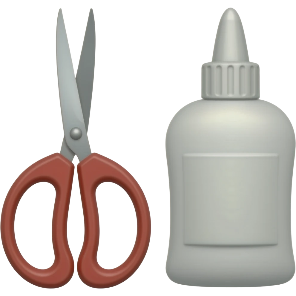 scissors and white glue without brand emoji