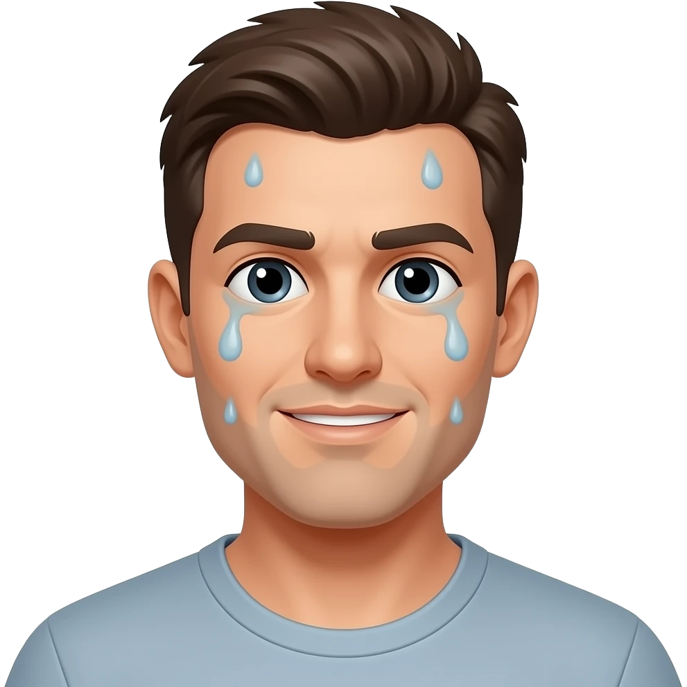 A sweating man emoji