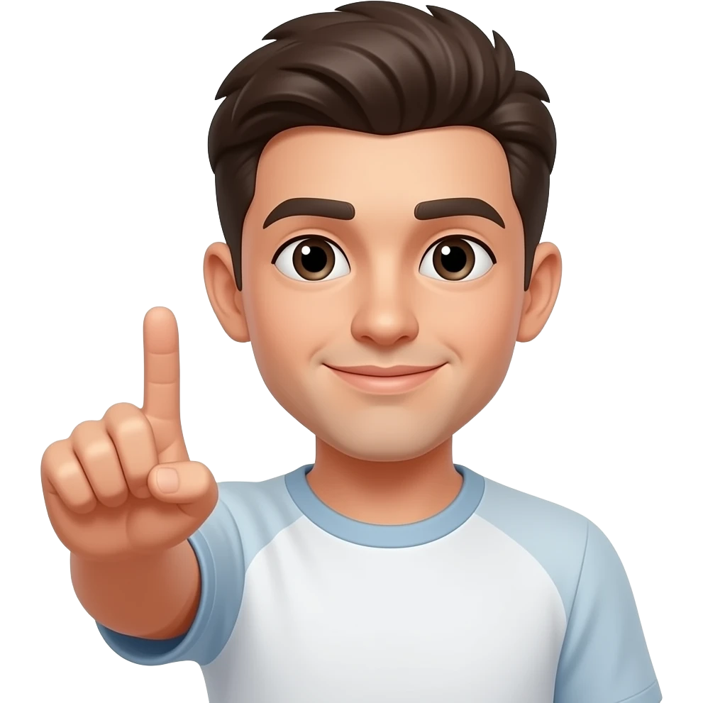 젊은 사람이 손가락으로 가리키는 포즈 emoji