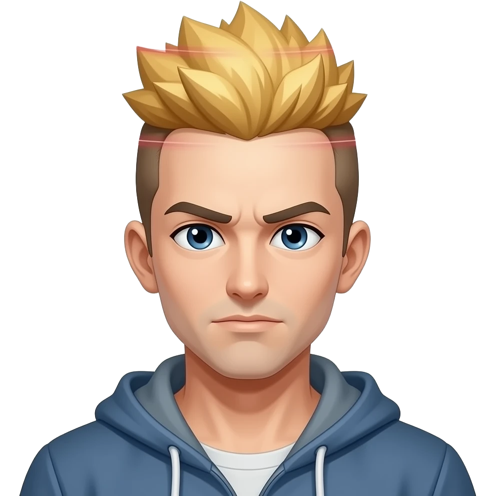 A bald guy casting denki dama over his head emoji