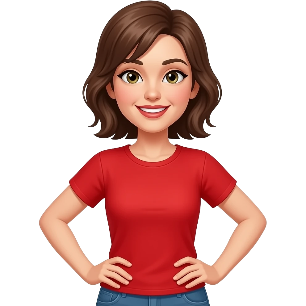 sassy lady with hands on hips stomping her feet in red t emoji