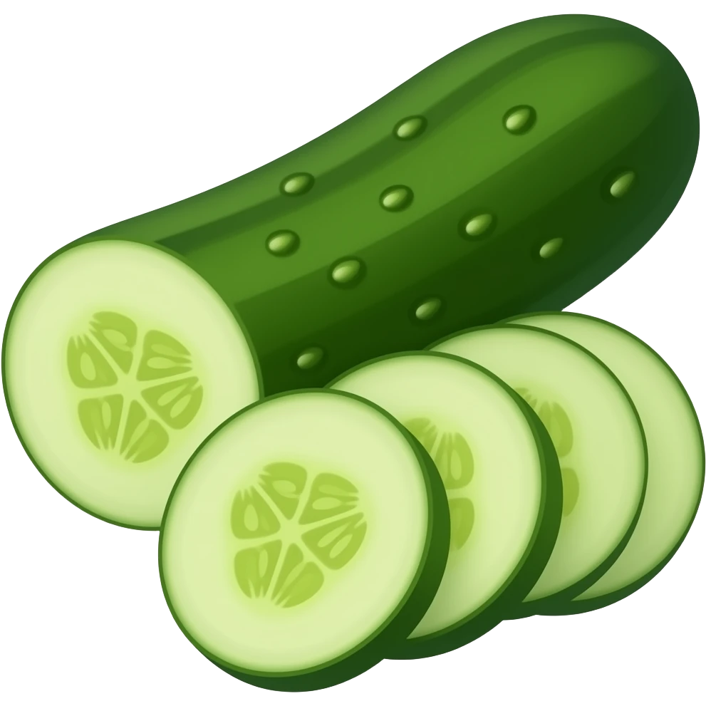 red ripe whole and sliced Cucumber emoji