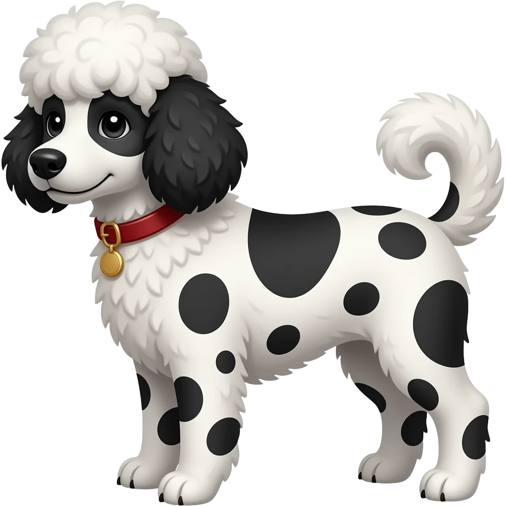 spots poodle black and white emoji
