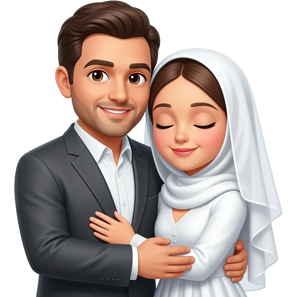 A father hugs his veiled daughter emoji