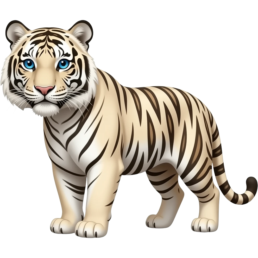 a white tiger with blue eyes and  tanish skin emoji