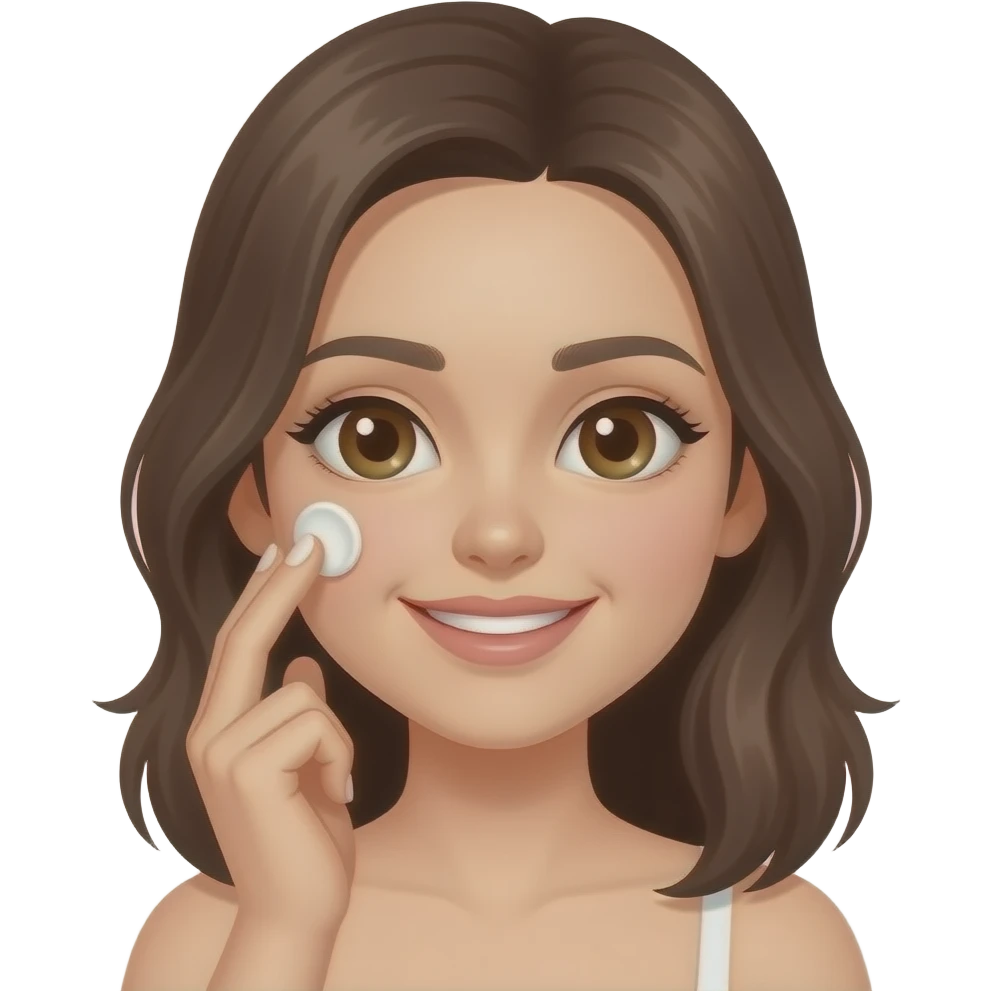 Девушка наносит крем на лицо emoji