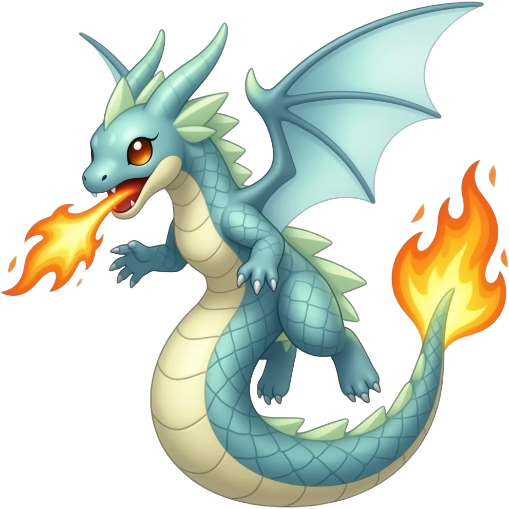 Gabite-ExVeemon-Latias-Flamedramon-fusion-Fakémon-hybrid-creature, Full body emoji