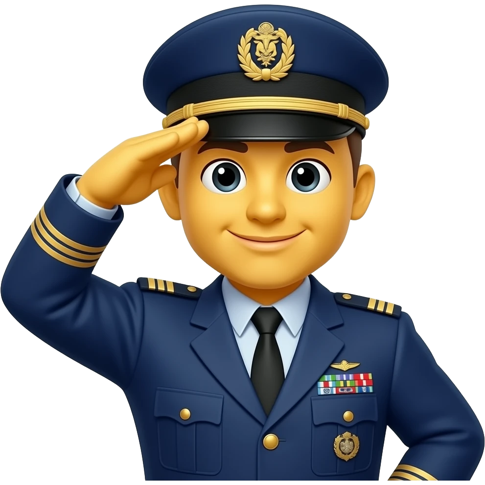 Create an animated emoji GIF of a friendly yellow emoji character giving a professional salute for acknowledgement and loop. Clean modern emoji style, transparent background, highly readable at small sizes, minimal detail, professional but approachable tone. 128x128px optimized under 256KB. emoji