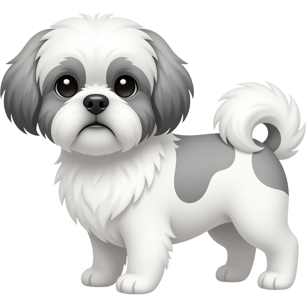 light grey and white Shih tuz emoji