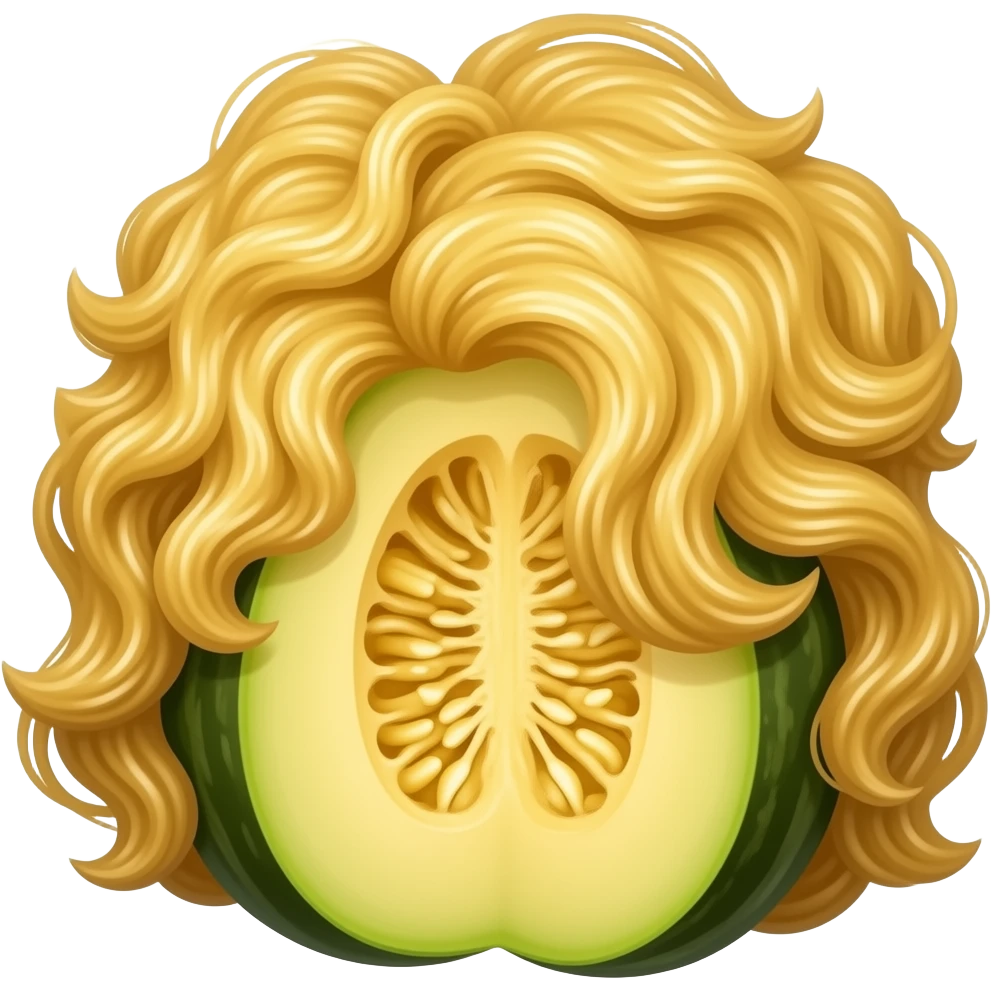 Inside of spaghetti squash as hair emoji