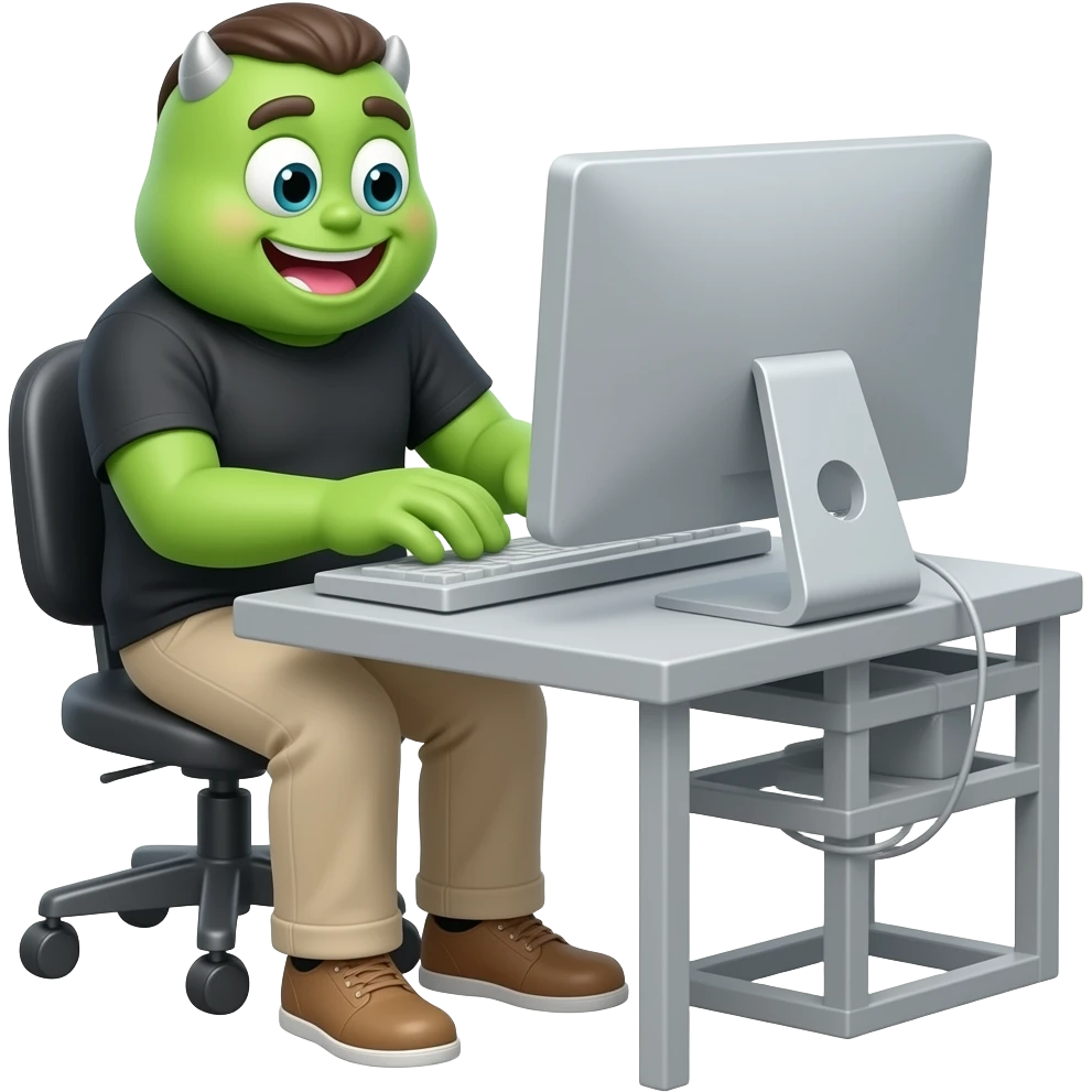 cartoon monster doing api calls emoji