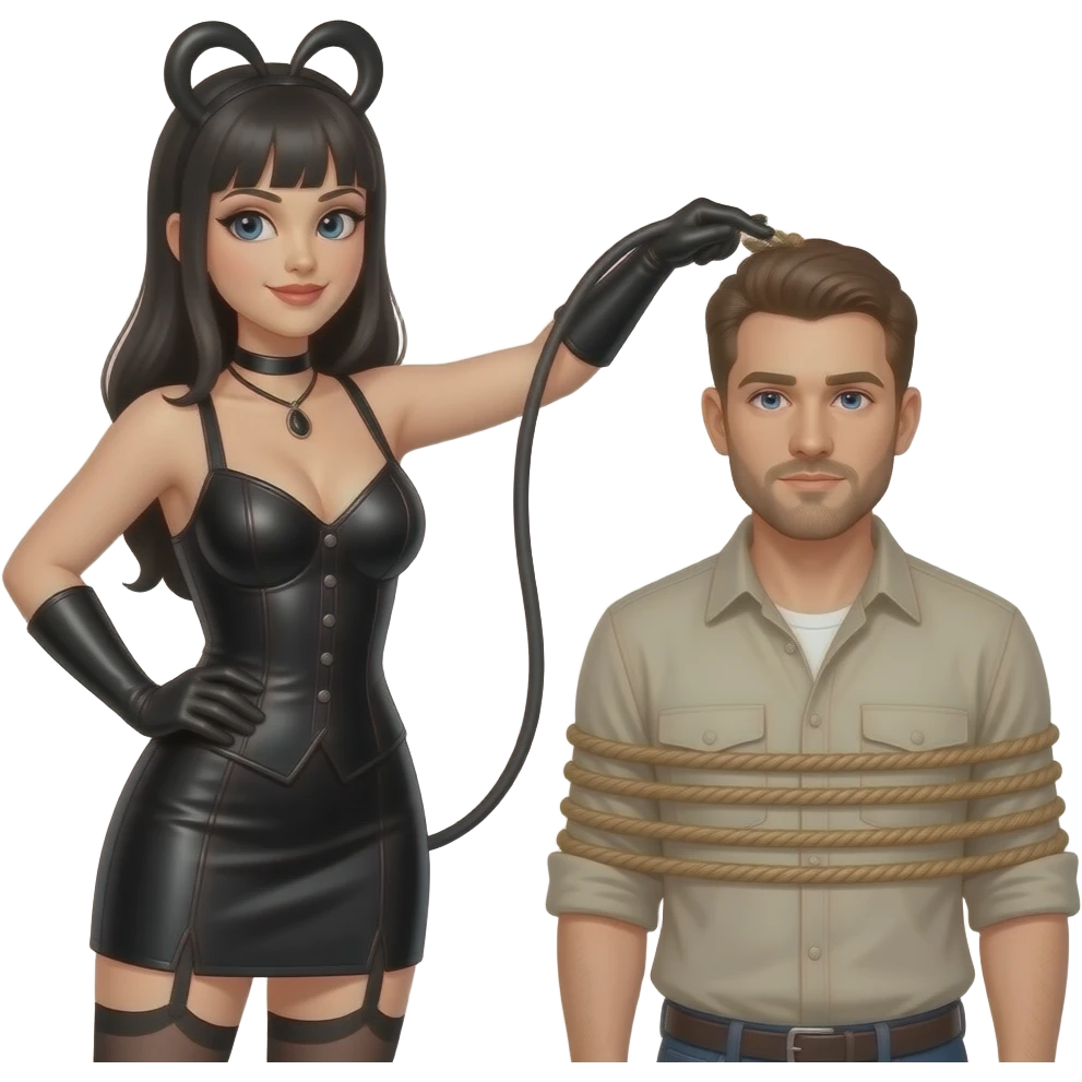 Bdsm submission man tied up and whipped by dominatrix emoji