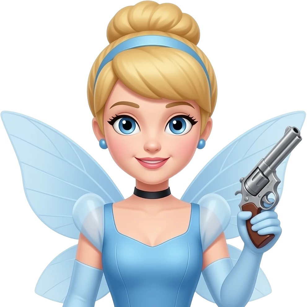 Золушка  в образі феі  з голубими очами з палачкой emoji