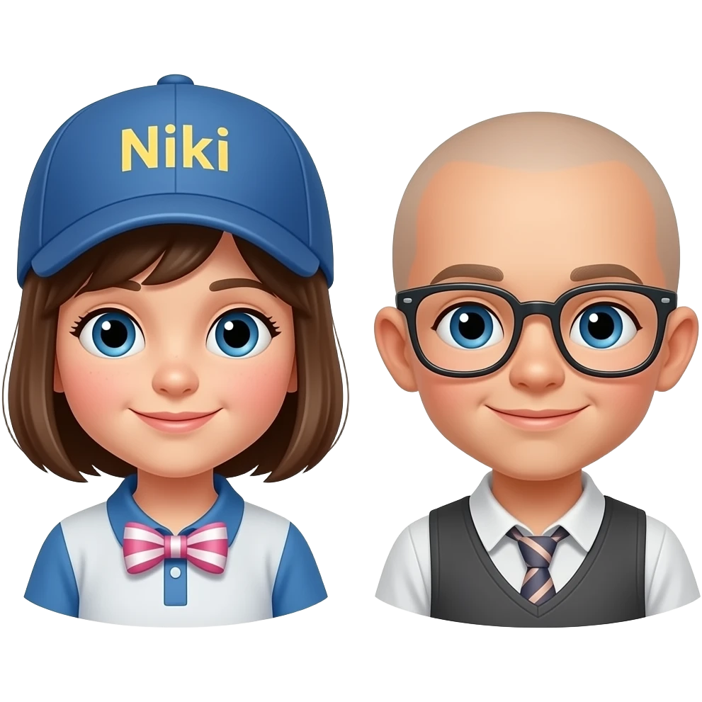Мальчик кепка девочка бантик Брат очки лысый Ники emoji