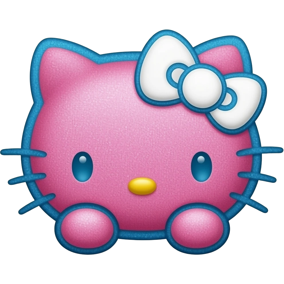 Pink and blue glitter hello Kitty head with white bow with with front paws emoji