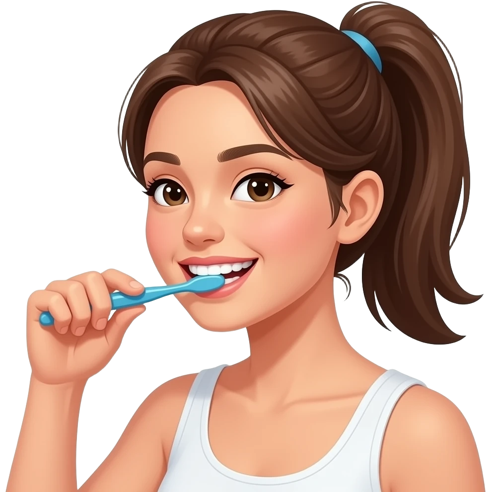 Girl doing her morning routine emoji
