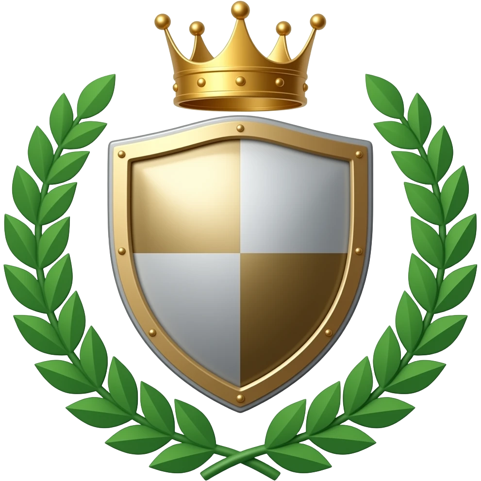 shield with a crown over it and a wreath surronding it emoji