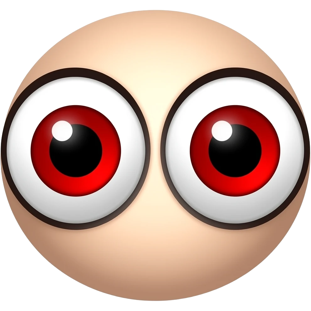 cartoon big red eyes emoji