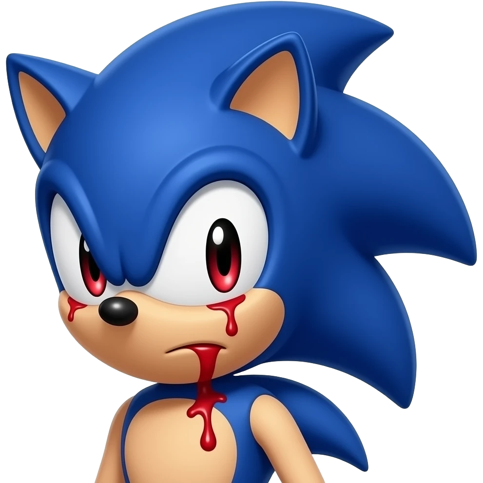 Sonic EXE, sonic with black eyeballs and red pupils and blood streaming ...