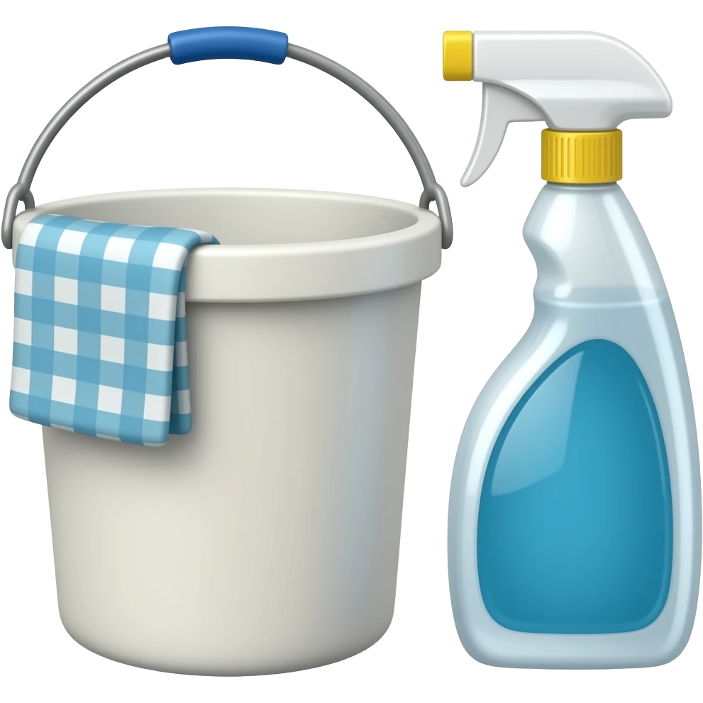 Balde pano e produto de limpeza emoji