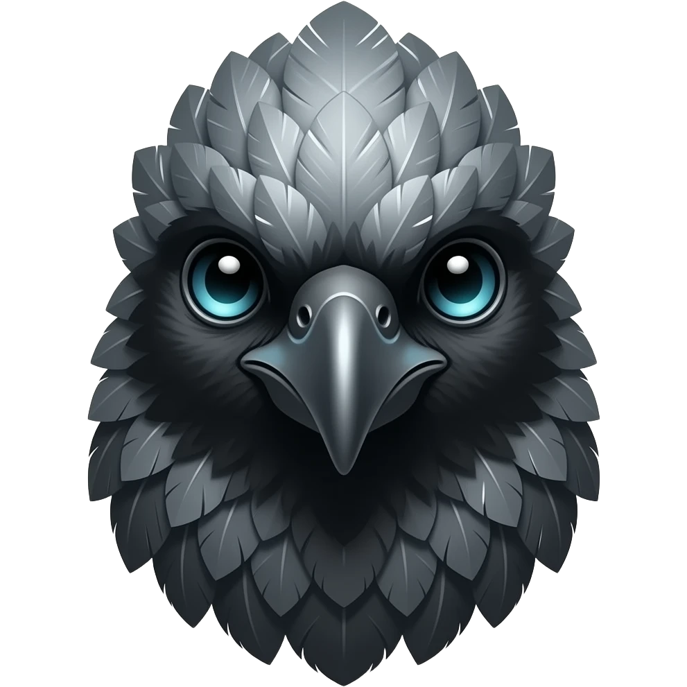 A robotic cyborg magpie head emoji