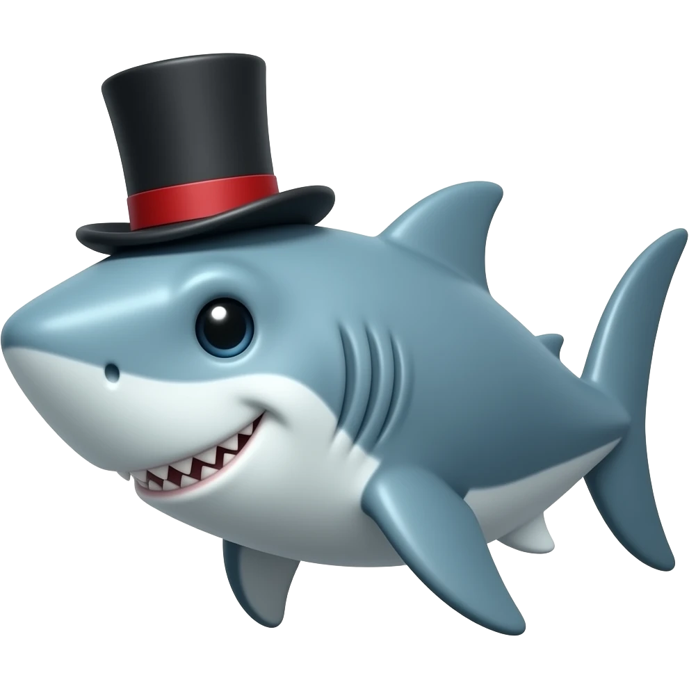Shark with a top hat emoji