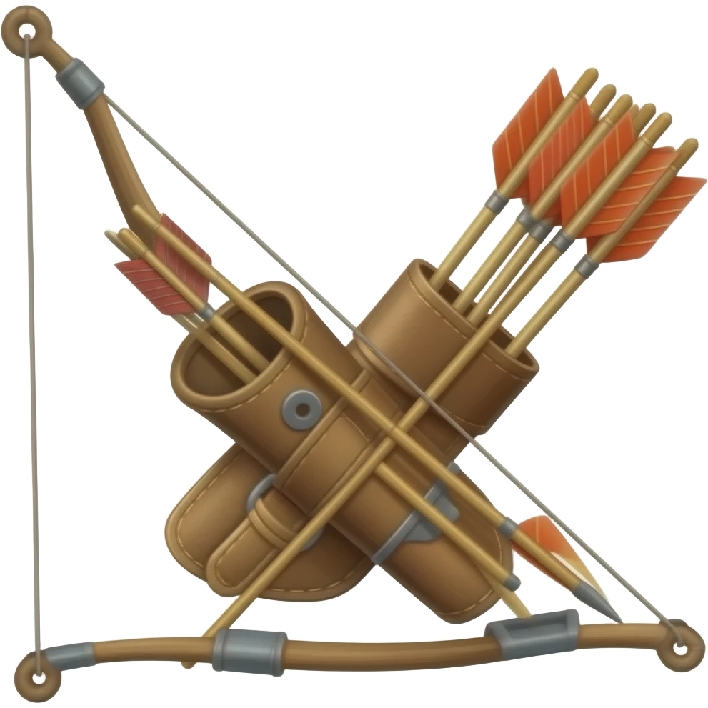 archery bow with quiver and arrows with flames emoji
