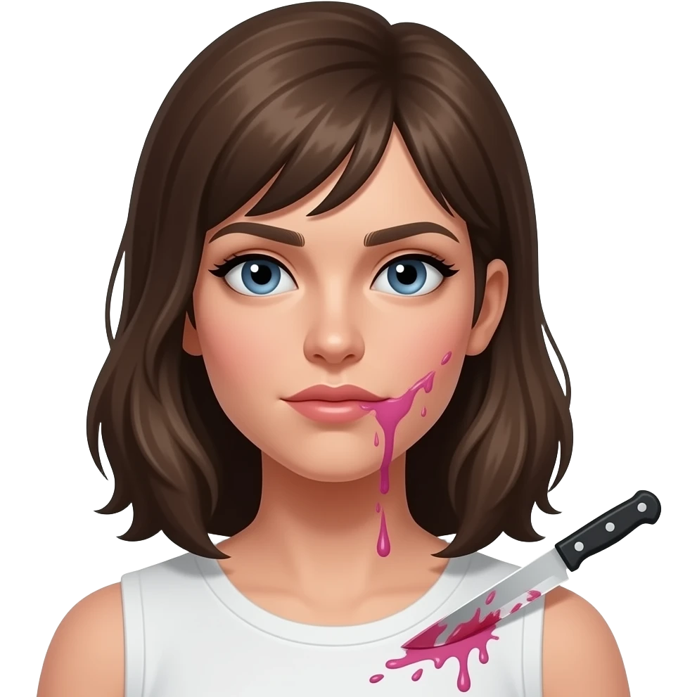 Woman stabbed by a kinfe with pink blood emoji