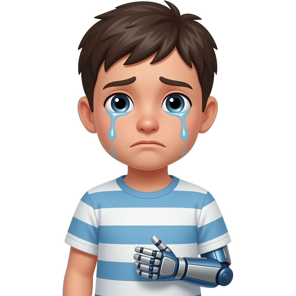 A crying amputee emoji