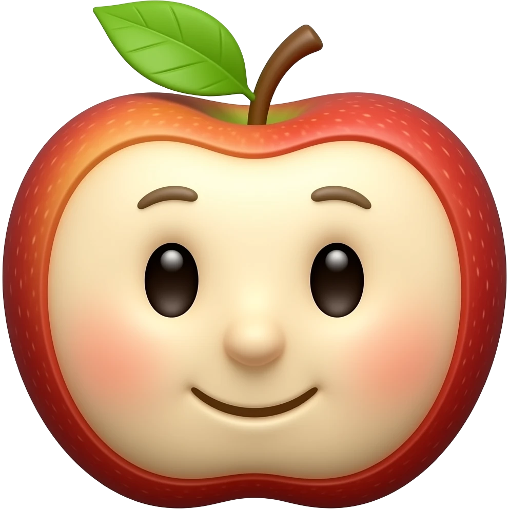 Apple with face emoji